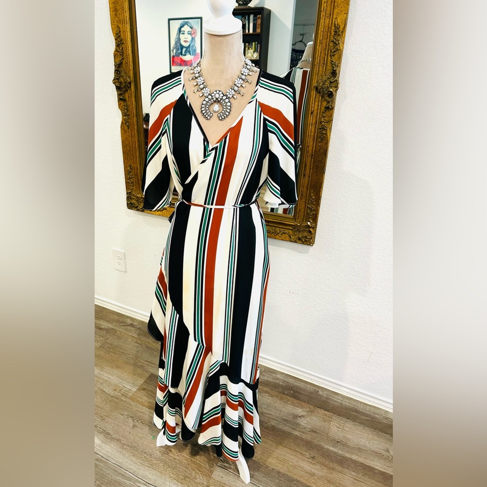 Southwestern Aztec western rodeo print wrap style Maxi Dress size medium